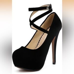 NEW Maiernisi Jessi black velour strappy platform pump women’s sz 7.5